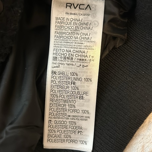 NWT RVCA Dream Team Bomber Jacket, black with rainbow, women’s size Medium, - Picture 10 of 12
